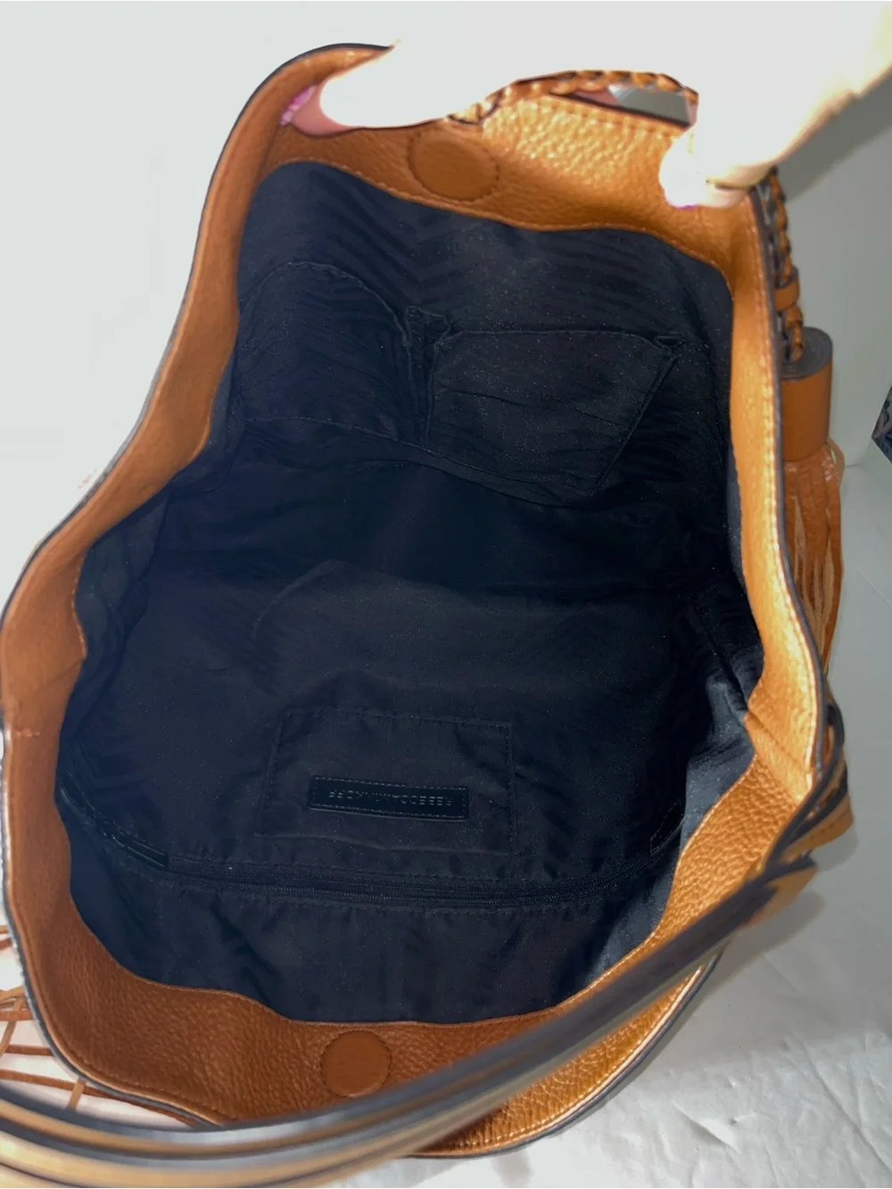 😍 Rebecca Minkoff Cognac Brown Leather Hobo with Braided Tassels